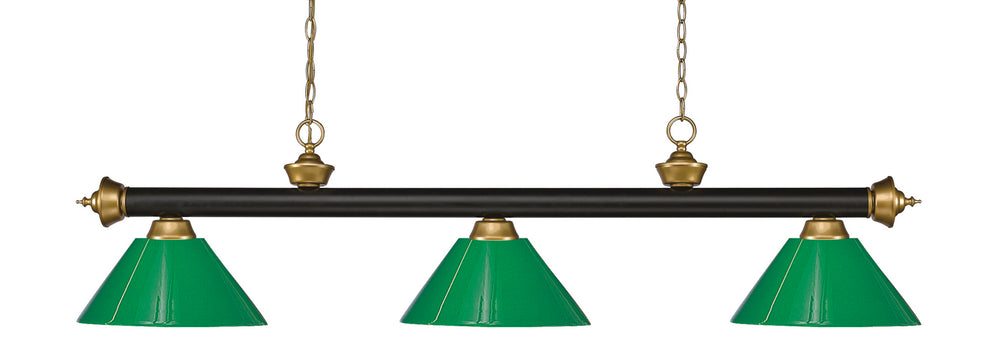 Z-Lite Canada - Three Light Billiard - Riviera - Bronze + Satin Gold- Union Lighting Luminaires Decor