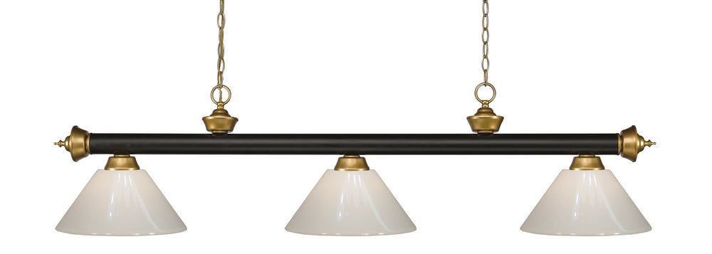 Z-Lite Canada - Three Light Billiard - Riviera - Bronze + Satin Gold- Union Lighting Luminaires Decor