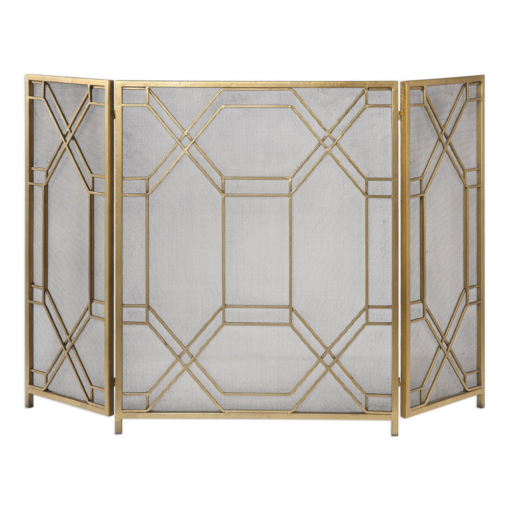 Uttermost - Fireplace Screen - Rosen - Antiqued Gold Leaf- Union Lighting Luminaires Decor