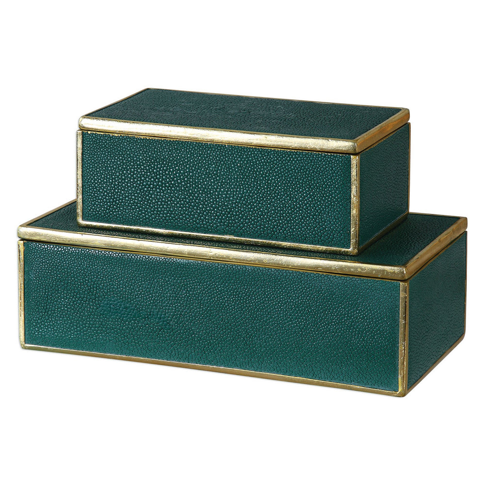 Uttermost - Boxes S/2 - Karis - Green w/Bright Gold Leaf- Union Lighting Luminaires Decor