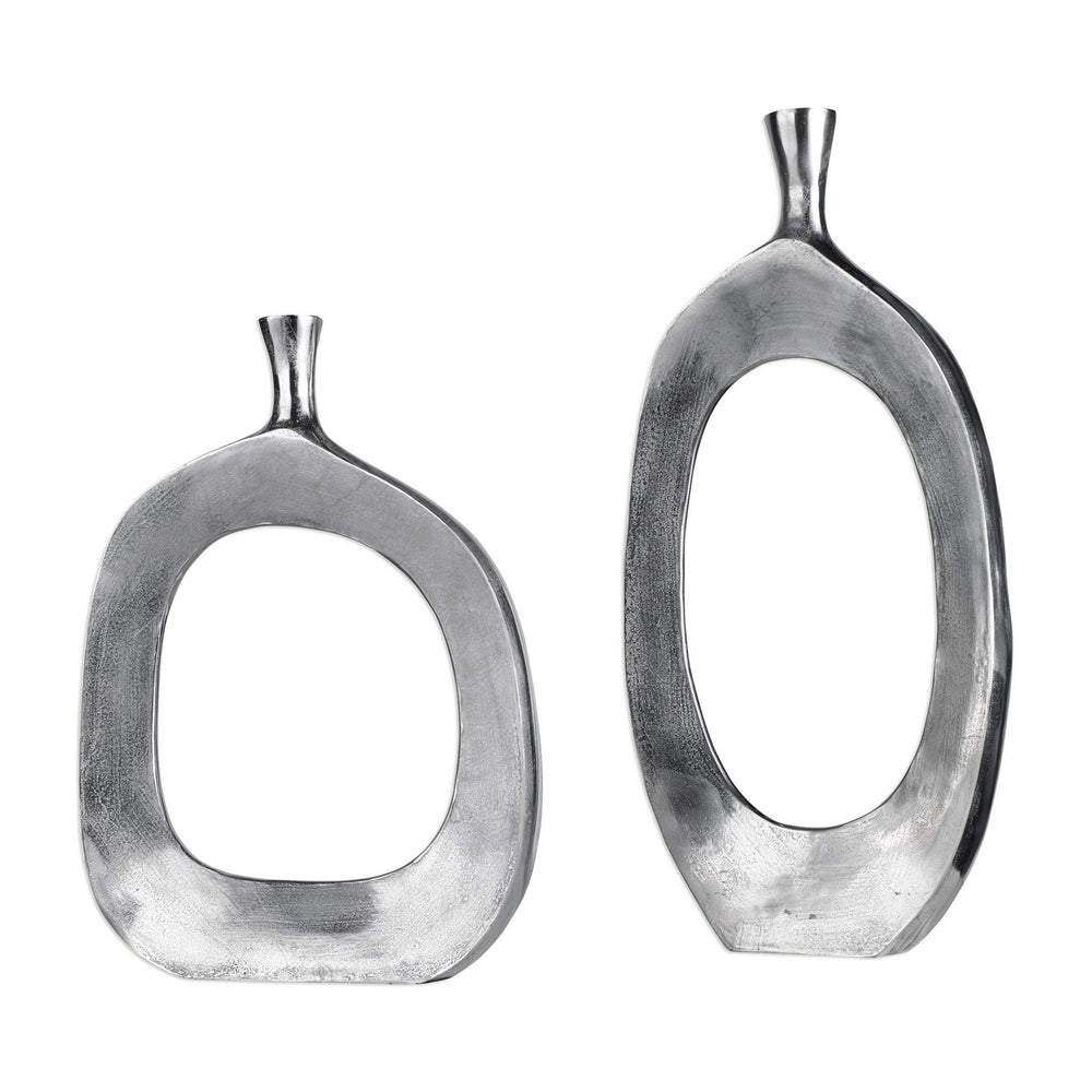 Uttermost - Vases, S/2 - Cierra - Textured Nickel- Union Lighting Luminaires Decor