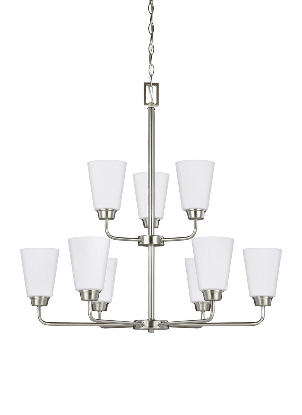 Generation Lighting Canada - Nine Light Chandelier - Kerrville - Brushed Nickel- Union Lighting Luminaires Decor