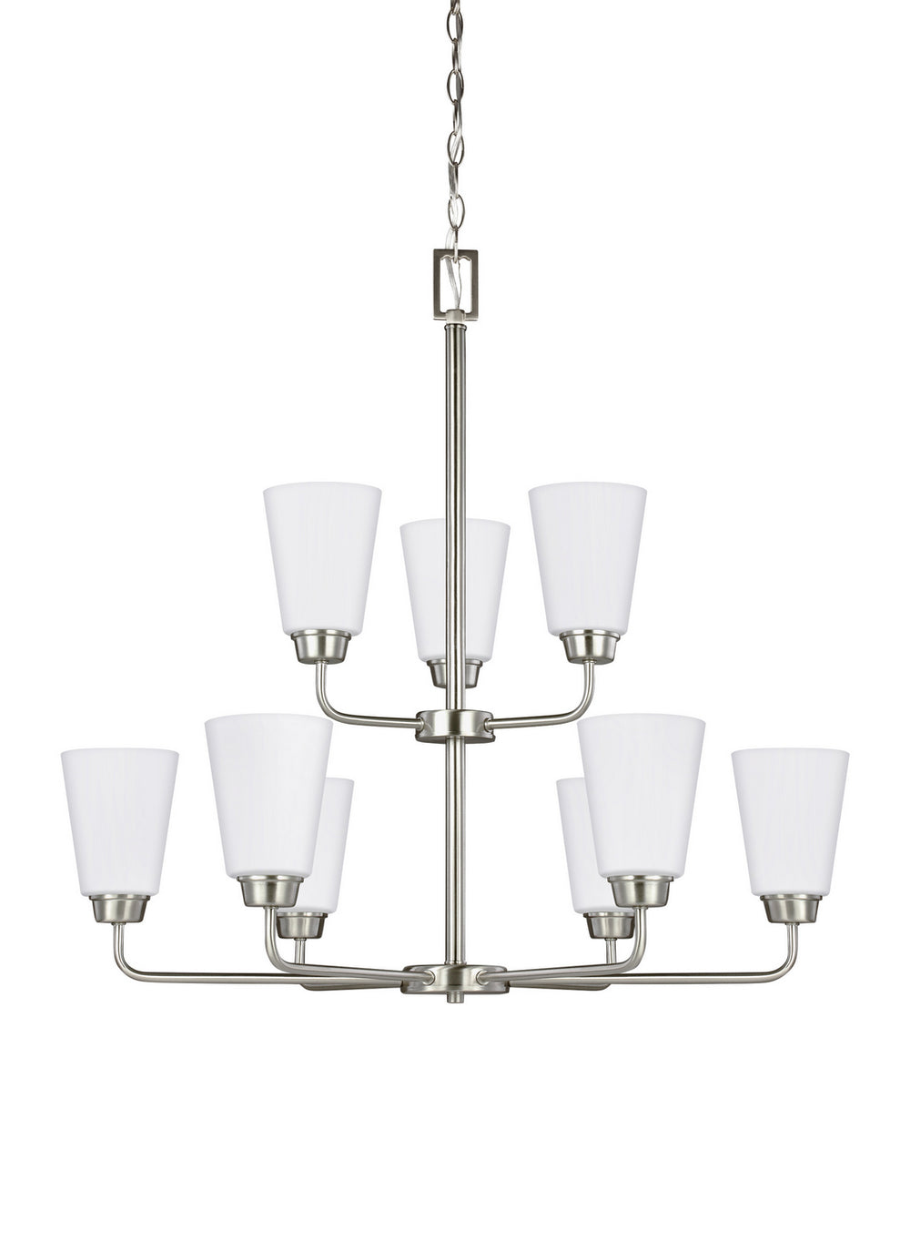 Generation Lighting Canada - Nine Light Chandelier - Kerrville - Brushed Nickel- Union Lighting Luminaires Decor