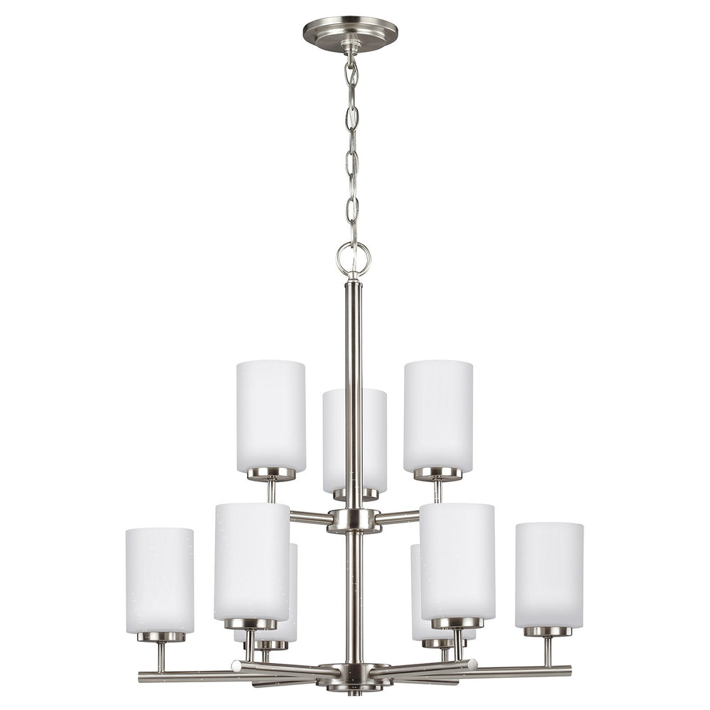 Generation Lighting Canada - Nine Light Chandelier - Oslo - Brushed Nickel- Union Lighting Luminaires Decor