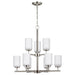 Generation Lighting Canada - Nine Light Chandelier - Oslo - Brushed Nickel- Union Lighting Luminaires Decor