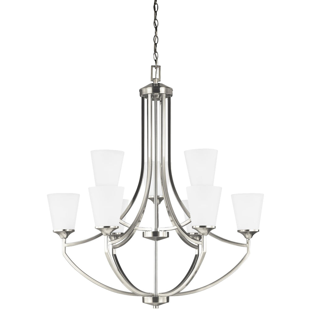 Generation Lighting Canada - Nine Light Chandelier - Hanford - Brushed Nickel- Union Lighting Luminaires Decor