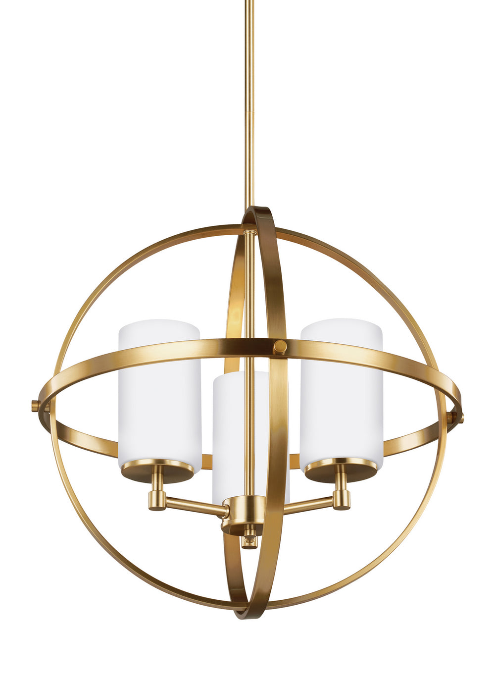 Generation Lighting Canada - Three Light Chandelier - Alturas - Satin Brass- Union Lighting Luminaires Decor