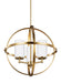 Generation Lighting Canada - Three Light Chandelier - Alturas - Satin Brass- Union Lighting Luminaires Decor
