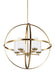Generation Lighting Canada - Five Light Chandelier - Alturas - Satin Brass- Union Lighting Luminaires Decor