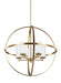 Generation Lighting Canada - Five Light Chandelier - Alturas - Satin Brass- Union Lighting Luminaires Decor