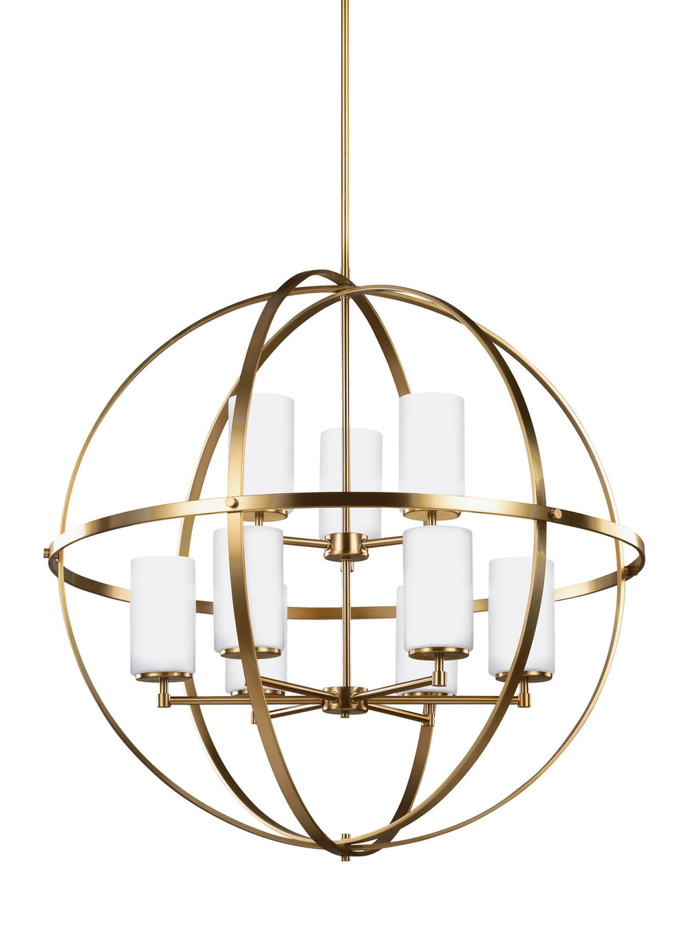 Generation Lighting Canada - Nine Light Chandelier - Alturas - Satin Brass- Union Lighting Luminaires Decor