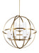 Generation Lighting Canada - Nine Light Chandelier - Alturas - Satin Brass- Union Lighting Luminaires Decor