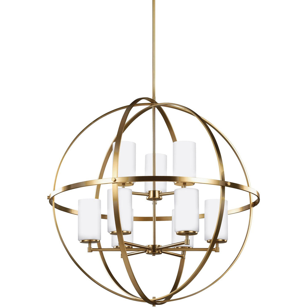 Generation Lighting Canada - Nine Light Chandelier - Alturas - Satin Brass- Union Lighting Luminaires Decor