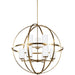 Generation Lighting Canada - Nine Light Chandelier - Alturas - Satin Brass- Union Lighting Luminaires Decor