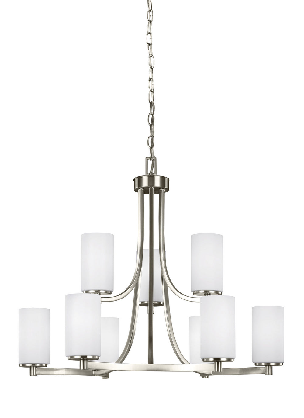 Generation Lighting Canada - Nine Light Chandelier - Hettinger - Brushed Nickel- Union Lighting Luminaires Decor