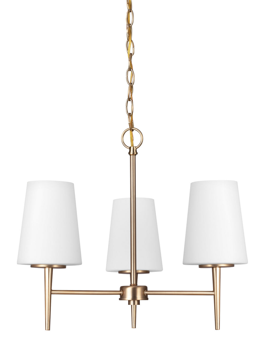 Generation Lighting Canada - Three Light Chandelier - Driscoll - Satin Brass- Union Lighting Luminaires Decor