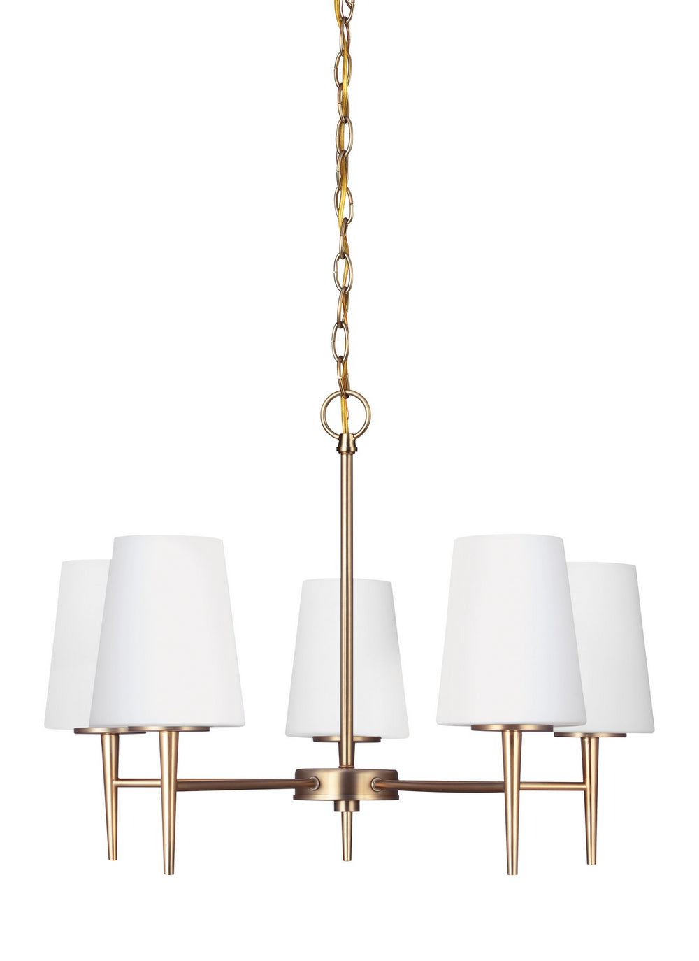 Generation Lighting Canada - Five Light Chandelier - Driscoll - Satin Brass- Union Lighting Luminaires Decor