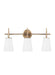 Generation Lighting Canada - Three Light Wall / Bath - Driscoll - Satin Brass- Union Lighting Luminaires Decor