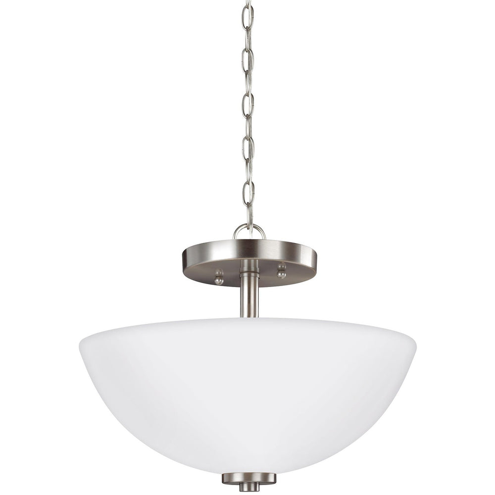 Generation Lighting Canada - Two Light Semi-Flush Convertible Pendant - Oslo - Brushed Nickel- Union Lighting Luminaires Decor