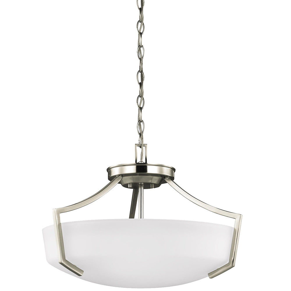 Generation Lighting Canada - Three Light Semi-Flush Convertible Pendant - Hanford - Brushed Nickel- Union Lighting Luminaires Decor