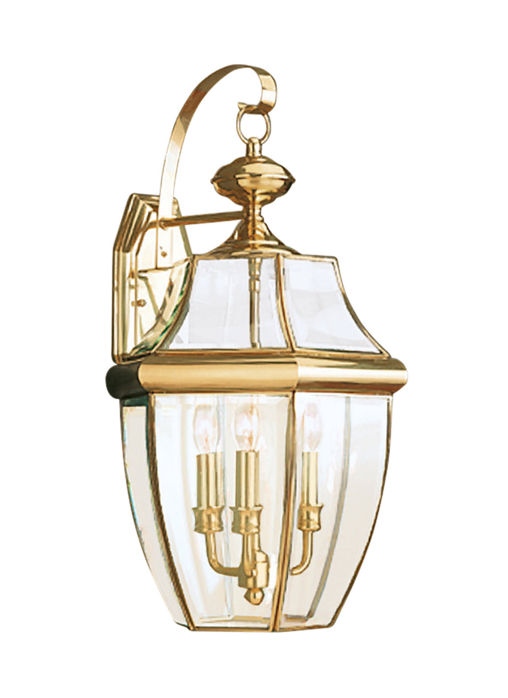 Generation Lighting Canada - Three Light Outdoor Wall Lantern - Lancaster - Polished Brass- Union Lighting Luminaires Decor