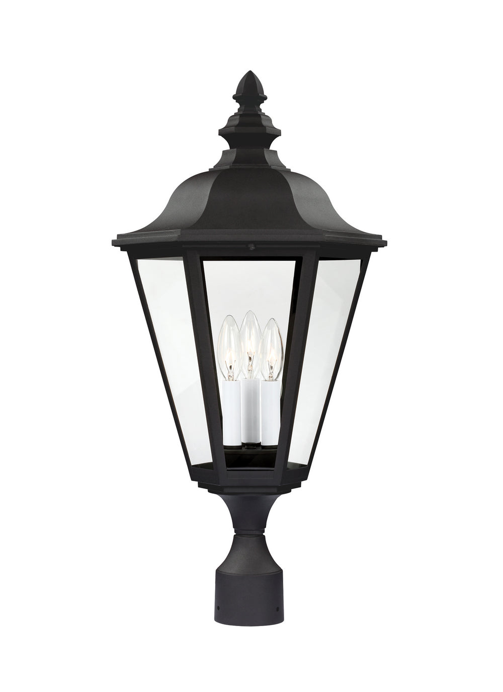 Generation Lighting Canada - Three Light Outdoor Post Lantern - Brentwood - Black- Union Lighting Luminaires Decor