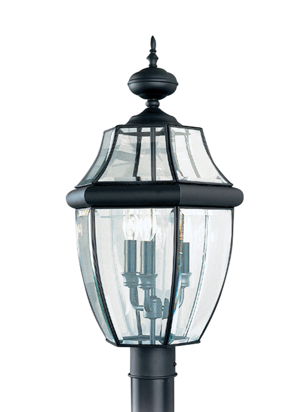 Generation Lighting Canada - Three Light Outdoor Post Lantern - Lancaster - Black- Union Lighting Luminaires Decor