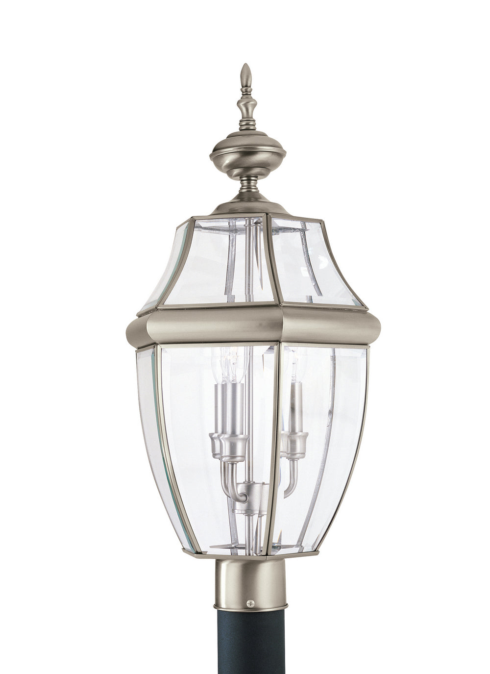 Generation Lighting Canada - Three Light Outdoor Post Lantern - Lancaster - Antique Brushed Nickel- Union Lighting Luminaires Decor
