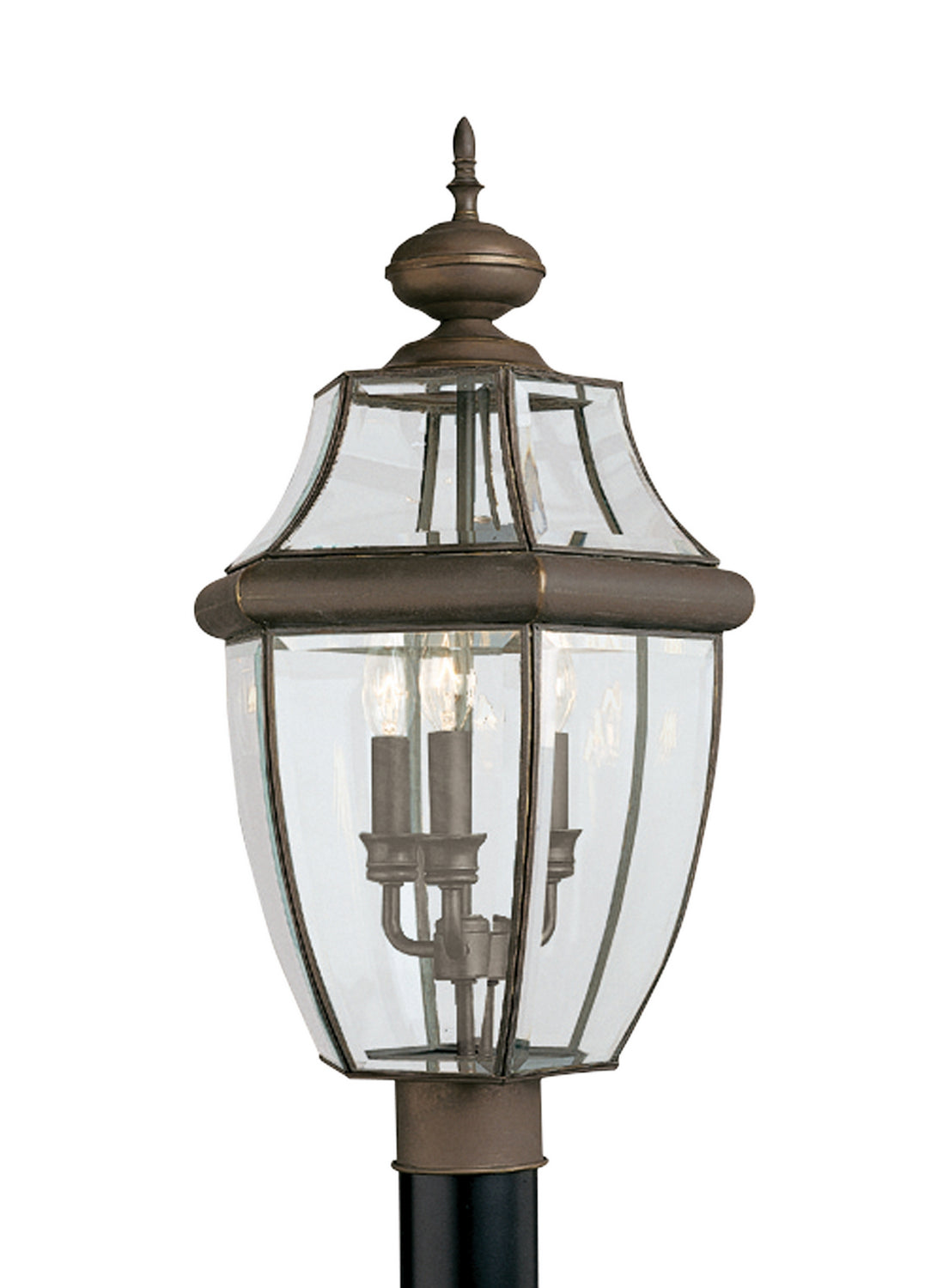 Generation Lighting Canada. - Three Light Outdoor Post Lantern - Lancaster - Antique Bronze- Union Lighting Luminaires Decor