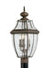 Generation Lighting Canada - Three Light Outdoor Post Lantern - Lancaster - Antique Bronze- Union Lighting Luminaires Decor