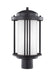 Generation Lighting Canada - One Light Outdoor Post Lantern - Crowell - Black- Union Lighting Luminaires Decor