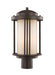 Generation Lighting Canada - One Light Outdoor Post Lantern - Crowell - Antique Bronze- Union Lighting Luminaires Decor