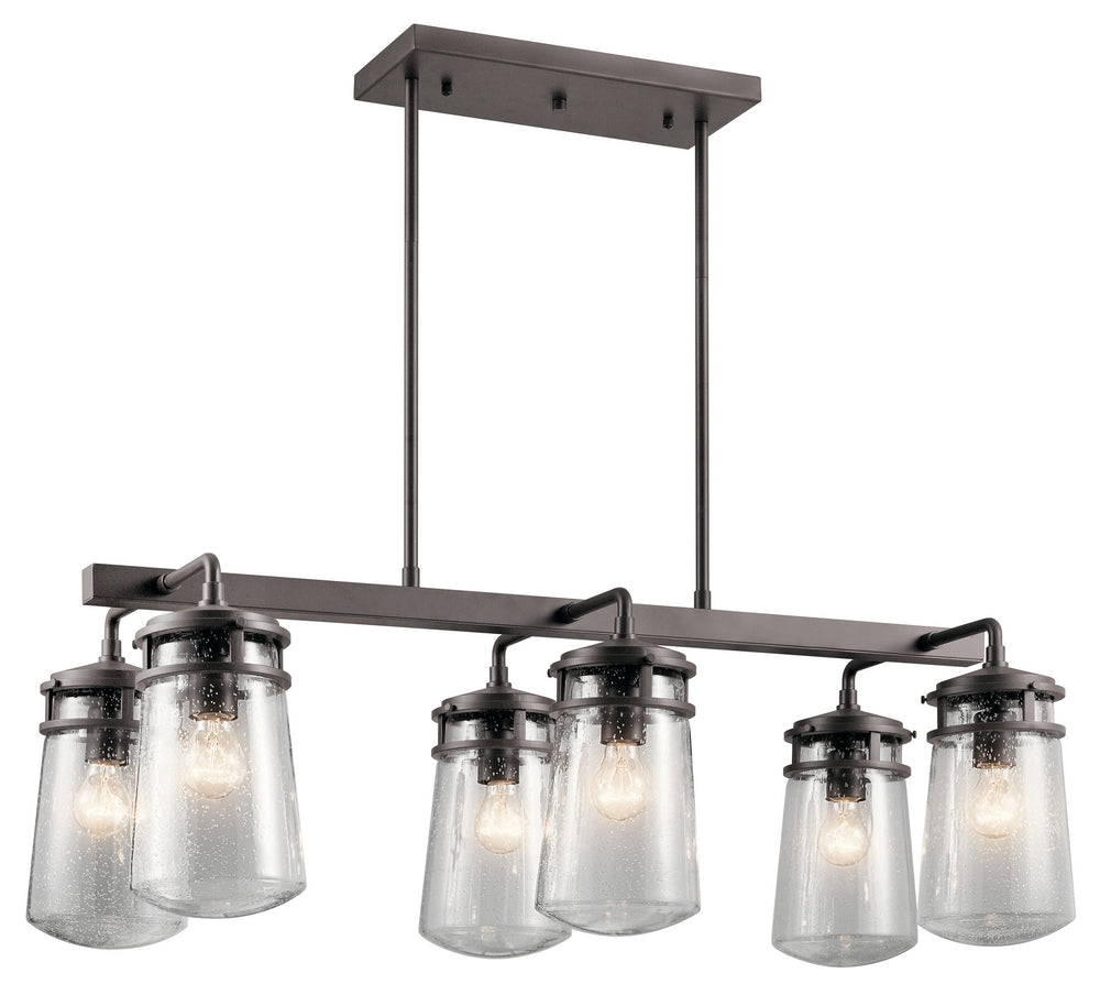 Kichler Canada - Six Light Outdoor Linear Chandelier - Lyndon - Architectural Bronze- Union Lighting Luminaires Decor
