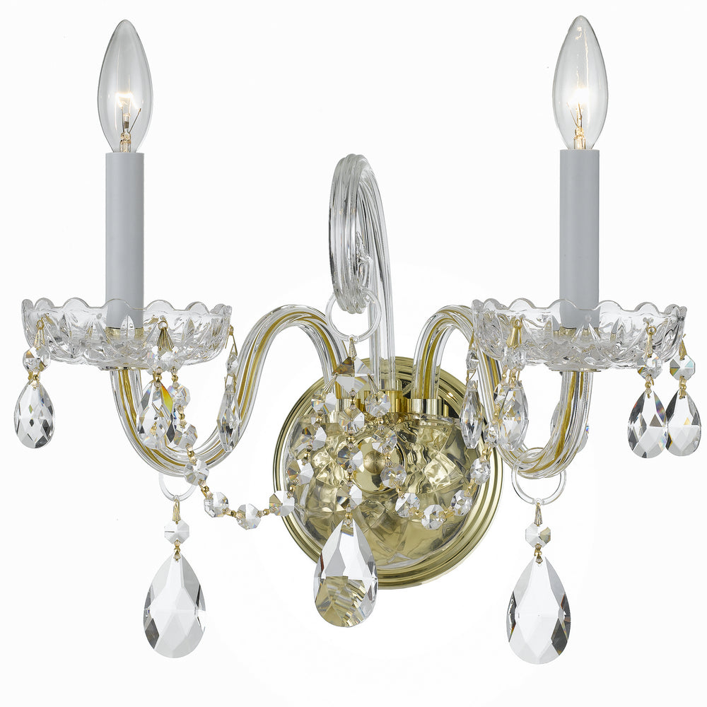 Crystorama - Two Light Wall Sconce - Traditional Crystal - Polished Brass- Union Lighting Luminaires Decor
