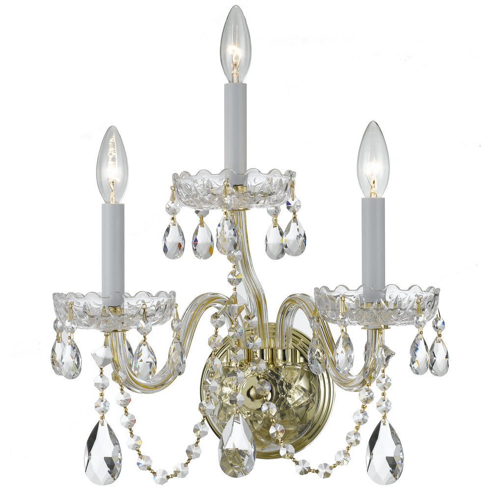 Crystorama - Three Light Wall Sconce - Traditional Crystal - Polished Brass- Union Lighting Luminaires Decor