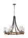 Visual Comfort Studio Canada - Six Light Chandelier - Angelo - Distressed Weathered Oak / Slate Grey Metal- Union Lighting Luminaires Decor