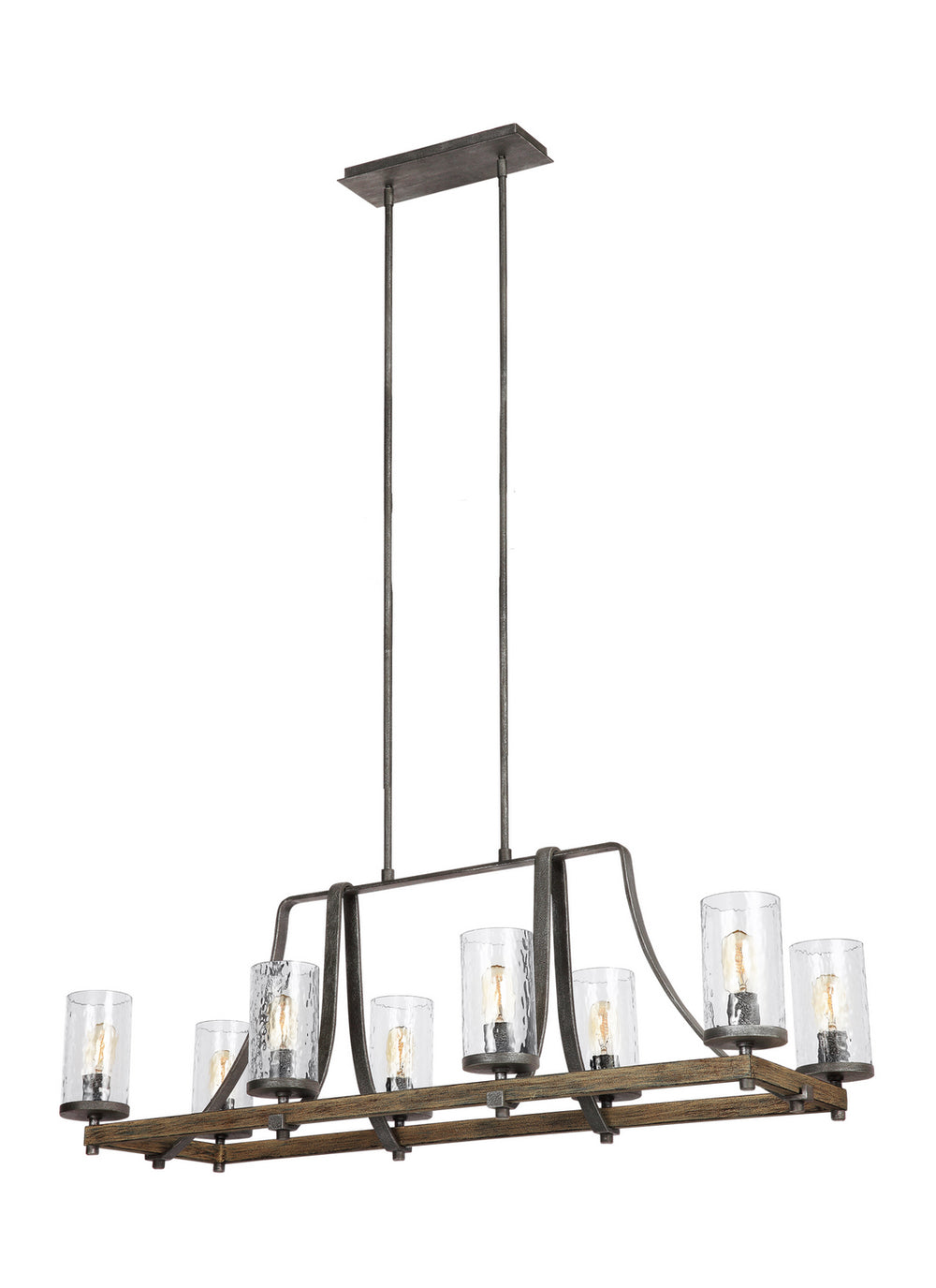 Visual Comfort Studio Canada - Eight Light Island Chandelier - Angelo - Distressed Weathered Oak / Slate Grey Metal- Union Lighting Luminaires Decor