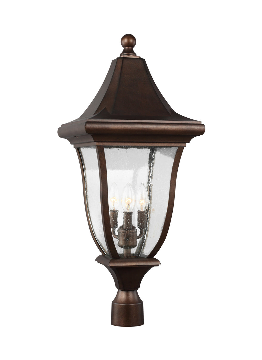 Visual Comfort Studio Canada - Three Light Outdoor Post Lantern - Oakmont - Patina Bronze- Union Lighting Luminaires Decor