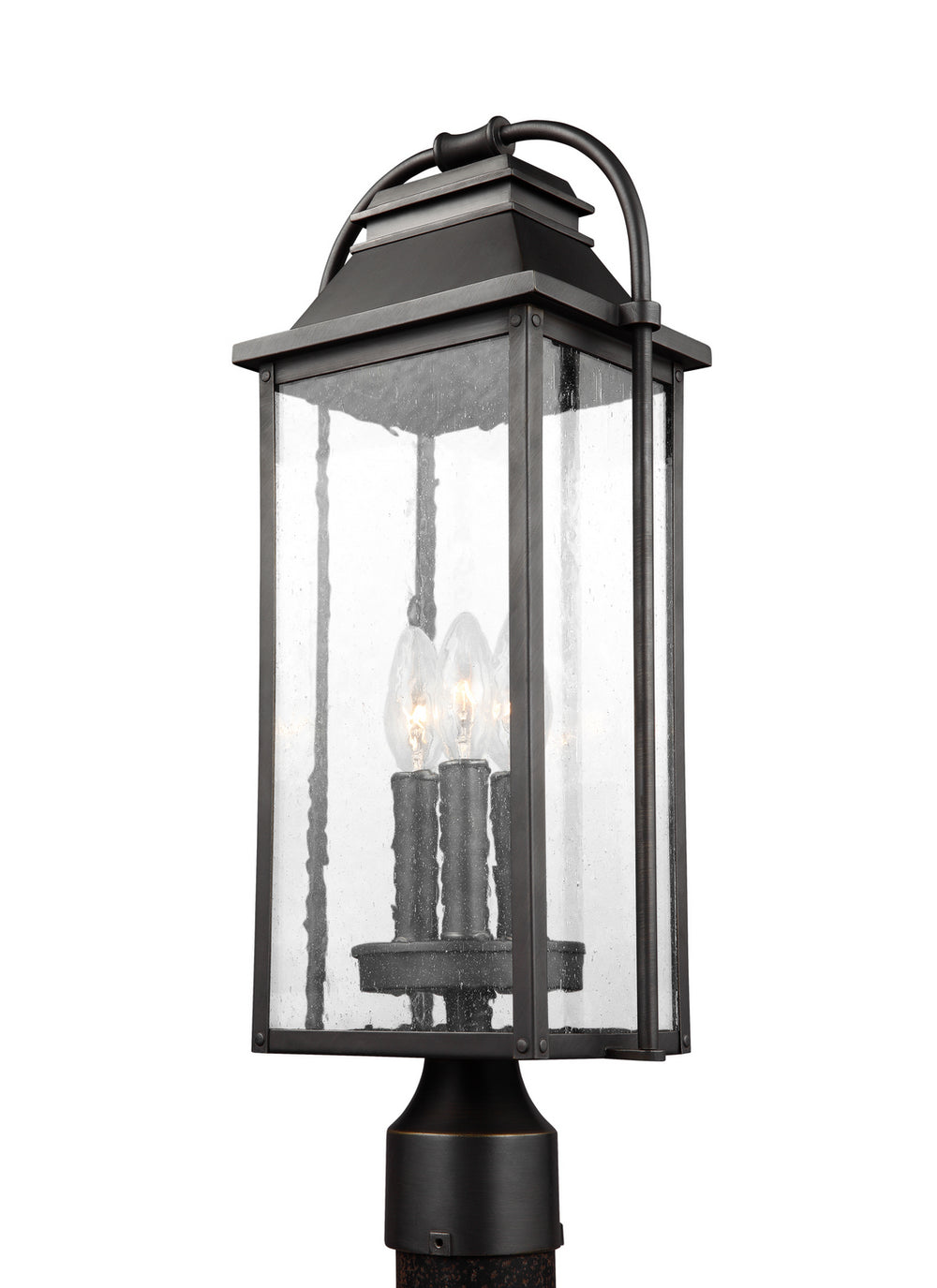 Visual Comfort Studio Canada - Three Light Post Lantern - Wellsworth - Antique Bronze- Union Lighting Luminaires Decor