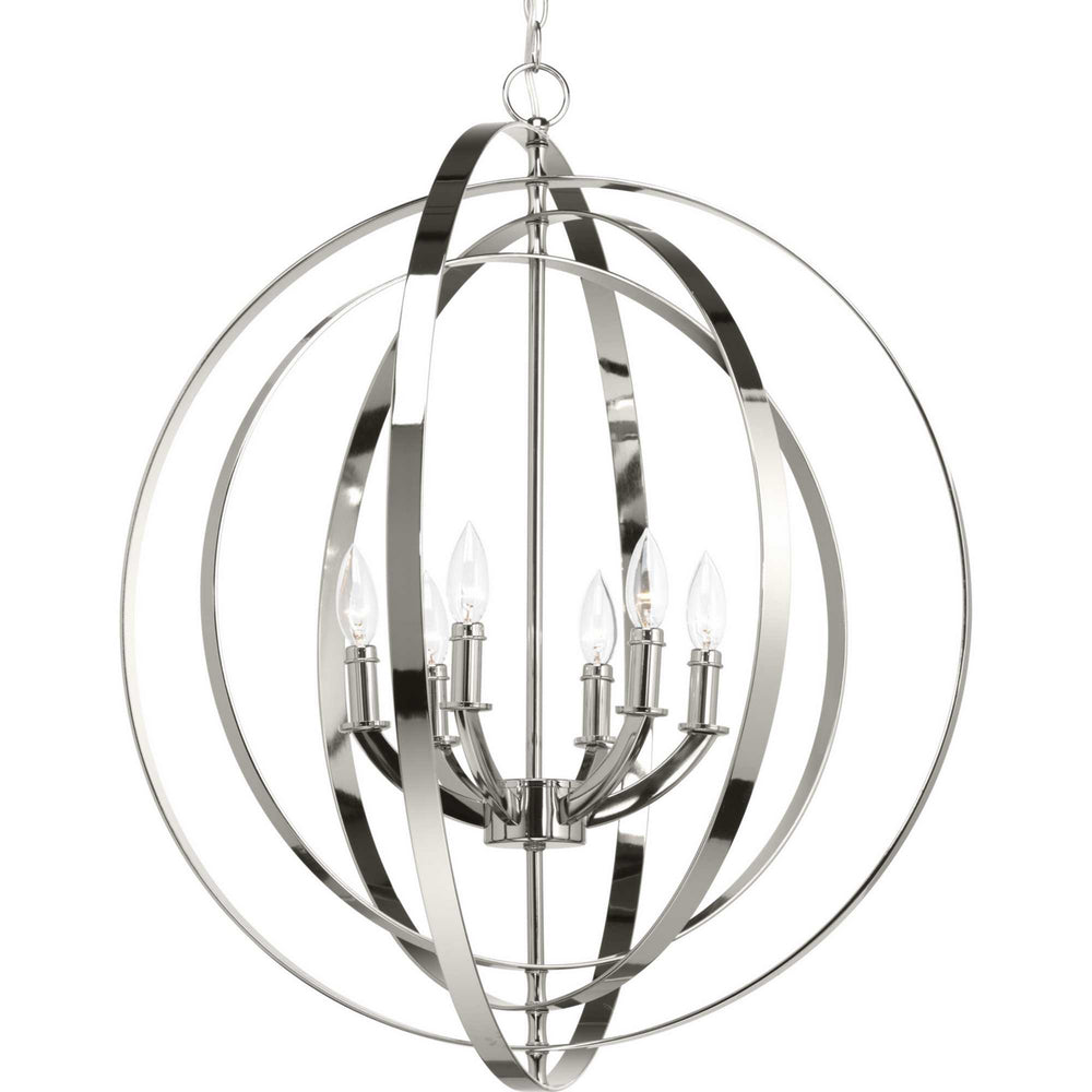 Progress Canada - Six Light Pendant - Equinox - Polished Nickel- Union Lighting Luminaires Decor