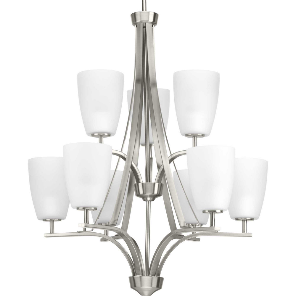 Progress Canada - Nine Light Chandelier - Leap - Brushed Nickel- Union Lighting Luminaires Decor