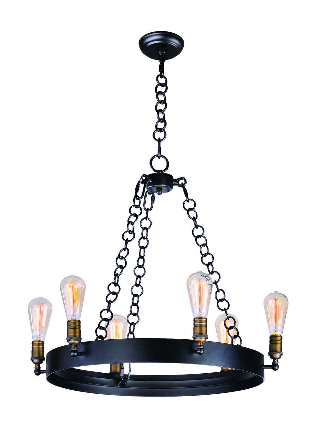 Maxim - Six Light Chandelier - Noble - Black / Natural Aged Brass- Union Lighting Luminaires Decor