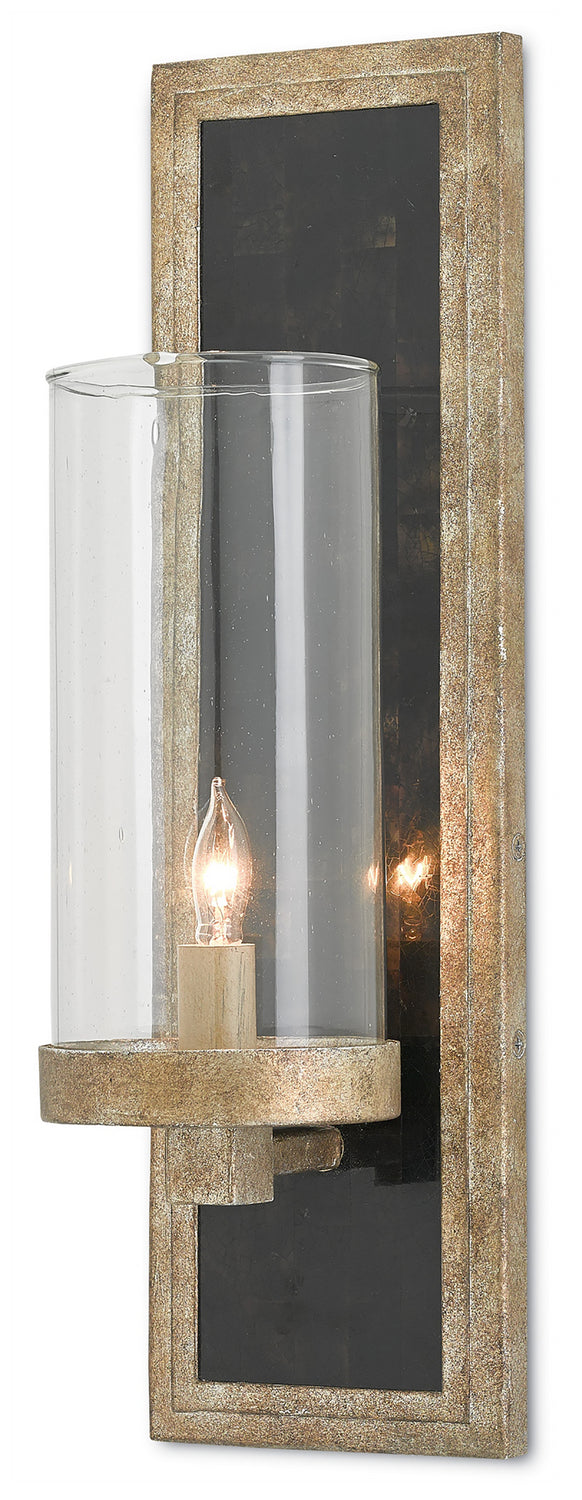 Currey and Company - One Light Wall Sconce - Charade - Antique Silver Leaf/Black Penshell Crackle- Union Lighting Luminaires Decor