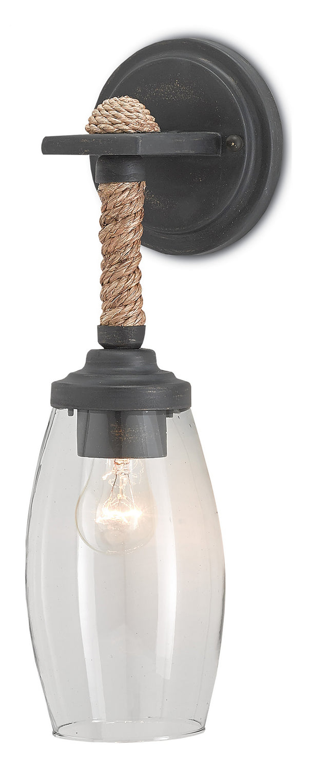 Currey and Company - One Light Wall Sconce - Hightider - Natural/Clear/French Satin- Union Lighting Luminaires Decor
