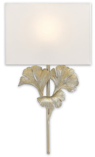 Currey and Company - One Light Wall Sconce - Gingko - Distressed Silver Leaf- Union Lighting Luminaires Decor