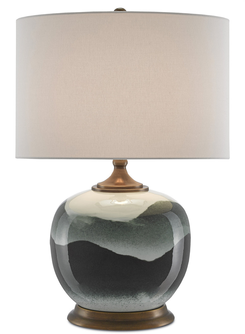 Currey and Company - One Light Table Lamp - Boreal Table Lamp - White/Green/Antique Brass- Union Lighting Luminaires Decor