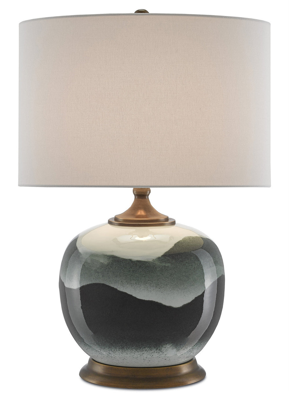 Currey and Company - One Light Table Lamp - Boreal - White/Green/Antique Brass- Union Lighting Luminaires Decor