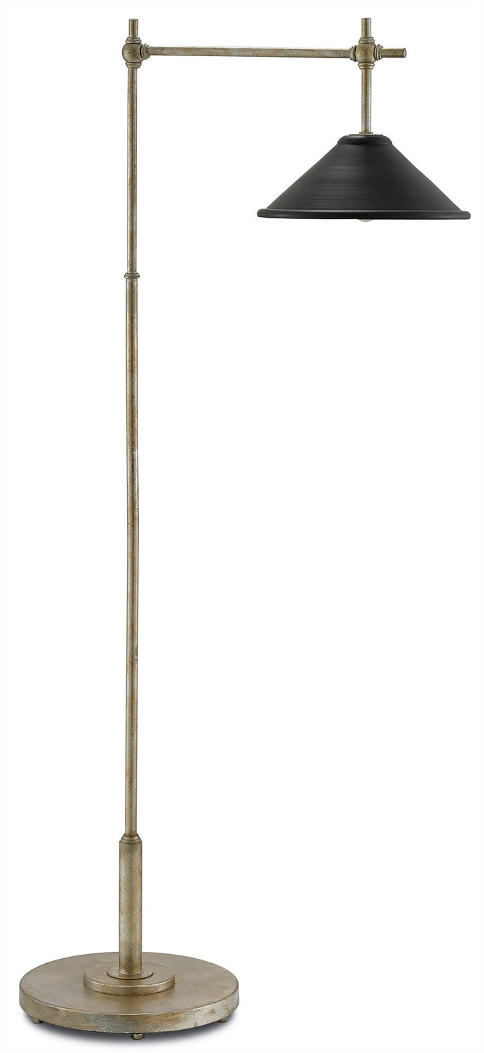 Currey and Company - One Light Floor Lamp - Dao Silver Floor Lamp - Silver Granello/Satin Black- Union Lighting Luminaires Decor