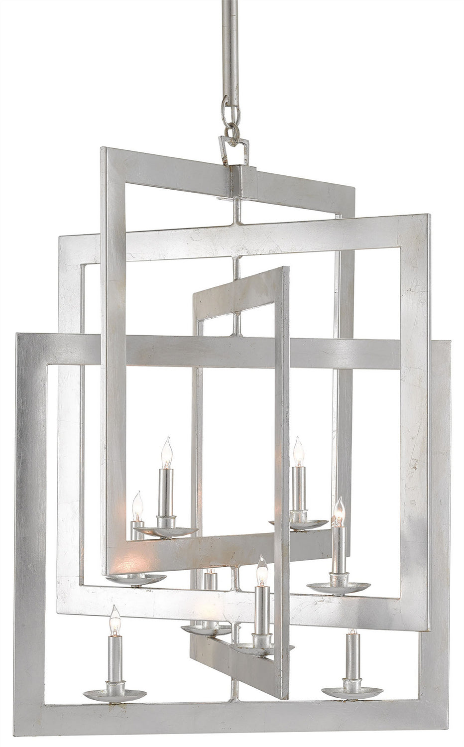 Currey and Company - Eight Light Chandelier - Middleton - Contemporary Silver Leaf- Union Lighting Luminaires Decor