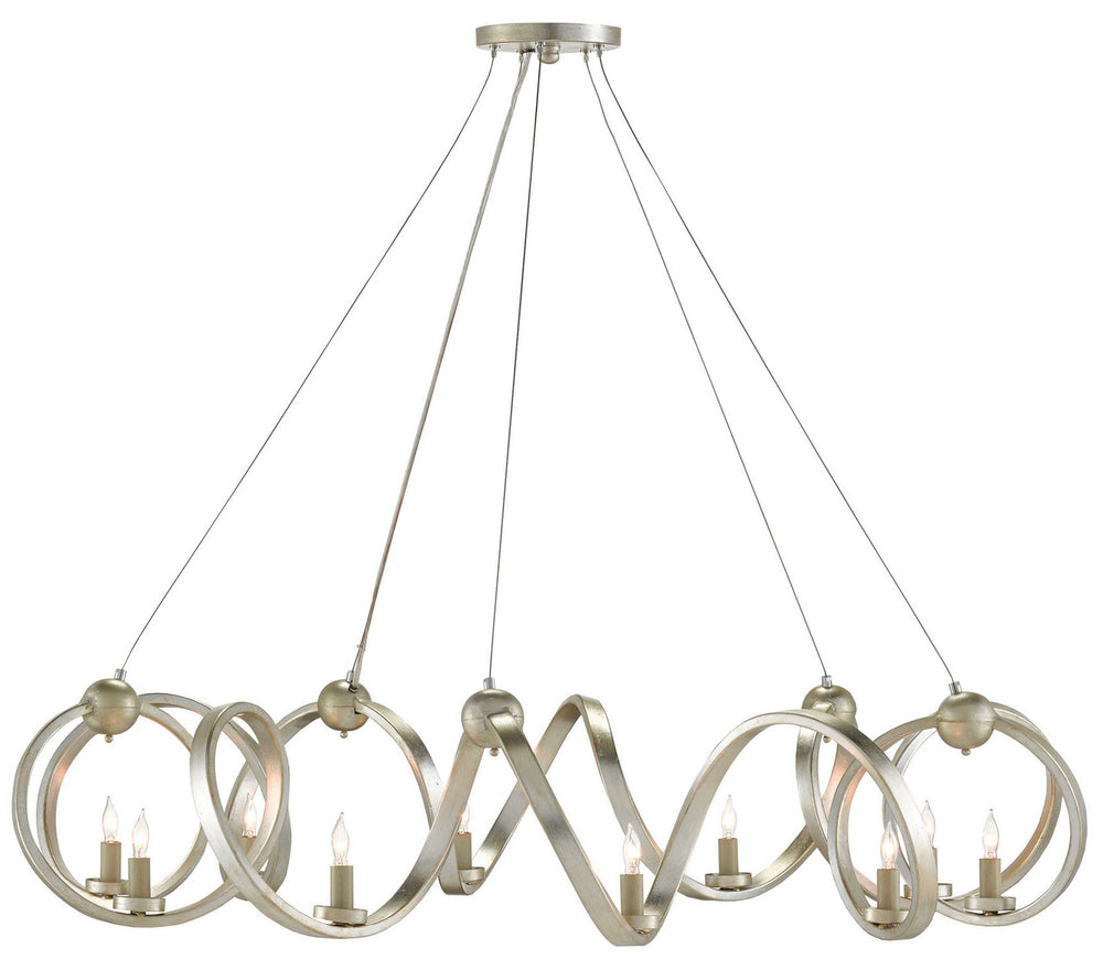 Currey and Company - Ten Light Chandelier - Ringmaster - Contemporary Silver Leaf- Union Lighting Luminaires Decor
